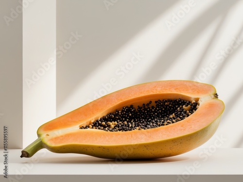 Ripe Papaya with Orange Flesh and Black Seed