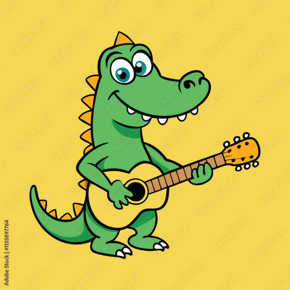 Obraz premium Cute crocodile with a guitar