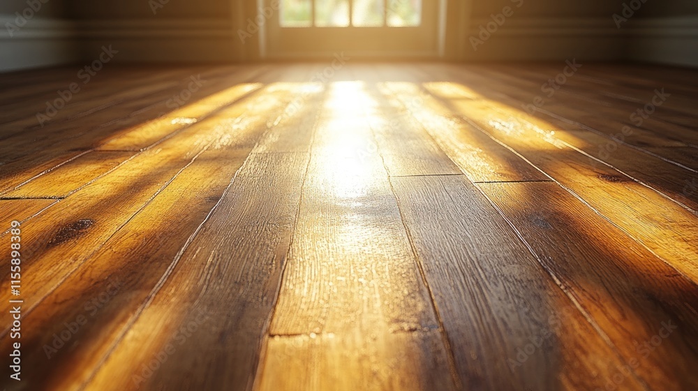 Sunlight streams across hardwood floor. Sunlight streams across hardwood floor.