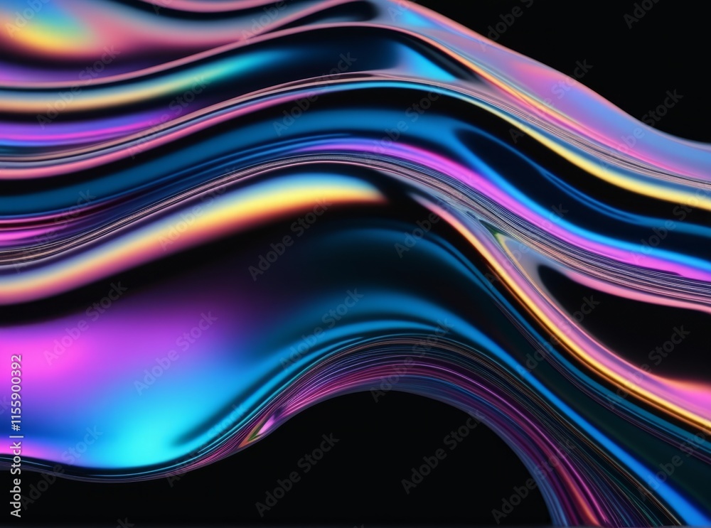 Colorful abstract waves flowing through a dark background creating a dynamic visual effect Colorful abstract waves flowing through a dark background creating a dynamic visual effect