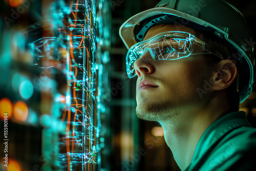 Ai generated photo of an electrician repairing electricity photo