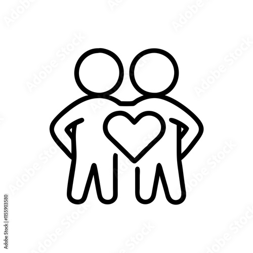 Outline of a couple holding a heart concept for love and partnership