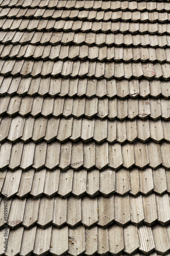 Old traditional wooden shingled roof pattern background, copy space Old traditional wooden shingled roof pattern background, copy space