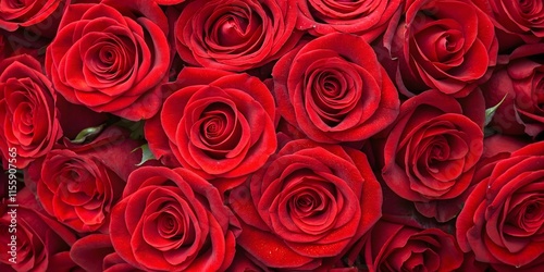 Natural fresh red roses flowers pattern wallpaper. top view, Red rose flower wall background.