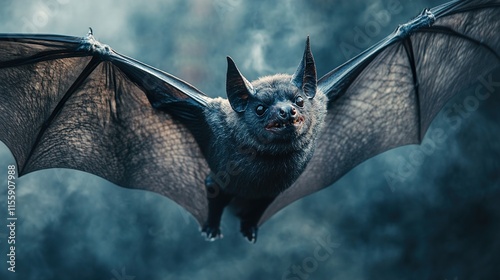 Bat in Flight: A Nocturnal Encounter photo