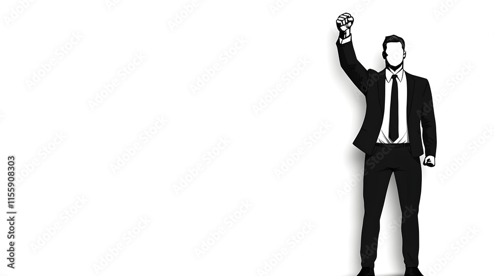 Silhouette of a Businessman Raising Fist in a Power Pose Silhouette of a Businessman Raising Fist in a Power Pose
