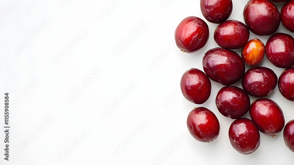Red Cranberries Scattered On White Background Red Cranberries Scattered On White Background