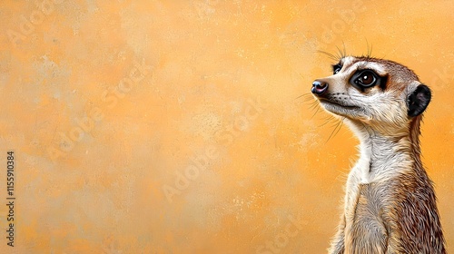 Wallpaper Mural Curious Meerkat Against Warm Orange Background in Creative Portrait Torontodigital.ca