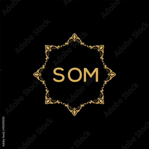 SOM letter logo design with black background in illustrator, vector logo modern alphabet font overlap style. calligraphy designs for logo, Poster, Invitation, etc.t