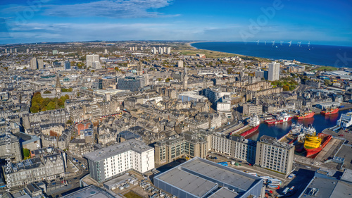 Aerial View of Aberdeen, Scotland, United Kingdom during Autumn