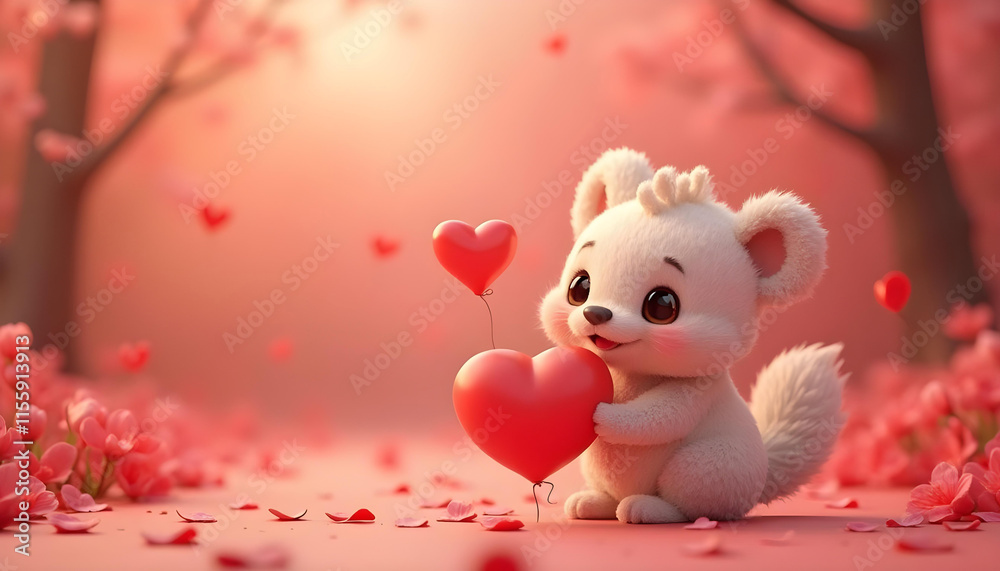 Obraz premium adorable cartoon style valentines character 3d render clean background