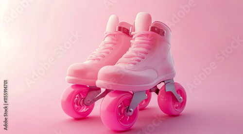 A pastel gradient roller skate with wheels photo