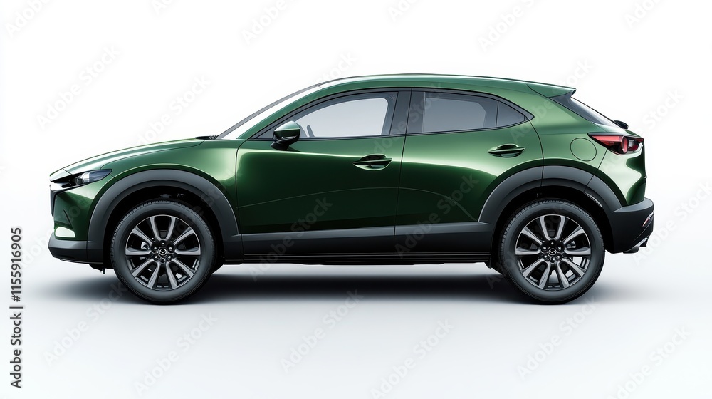 Deep Metallic Green Crossover SUV in Soft Shadows Deep Metallic Green Crossover SUV in Soft Shadows