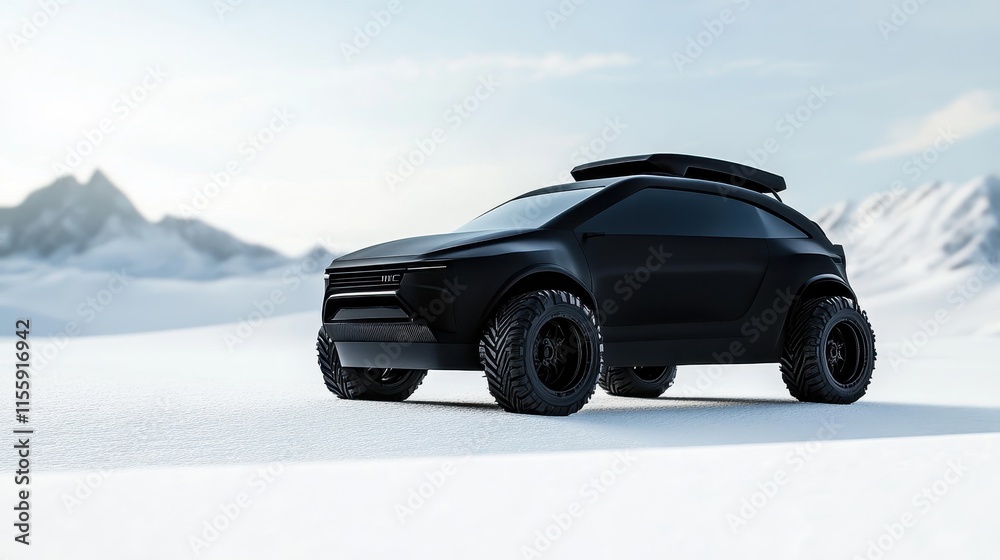 Matte Black SUV Crossover in Bold Landscape Matte Black SUV Crossover in Bold Landscape