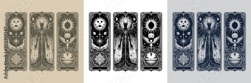 lich playing card tattoo design with necromancy symbols