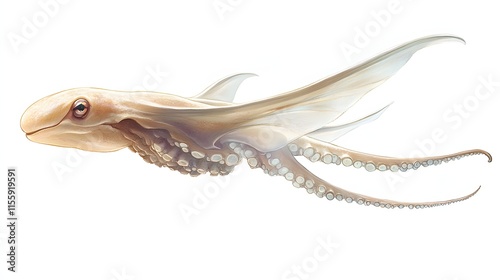 A Pale Octopus With Large Winglike Fins Swims Gracefully photo