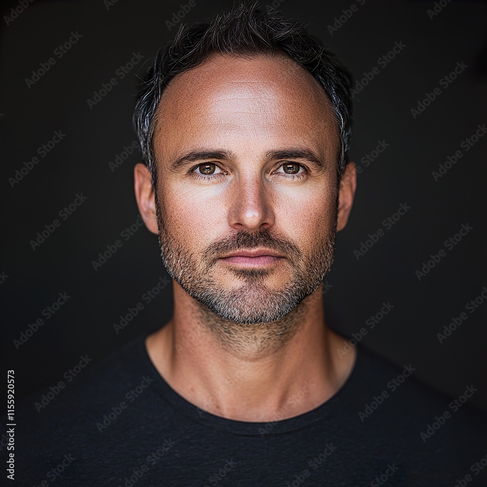 Obraz premium Portrait of a Handsome Man: Serious and Confident