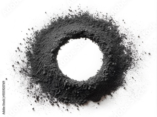 Black Pulver In a Circle Shape With Hole Isolated On A White Background