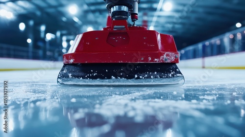 A machine smooths the ice surface post-skating, providing a perfect copy space image. photo