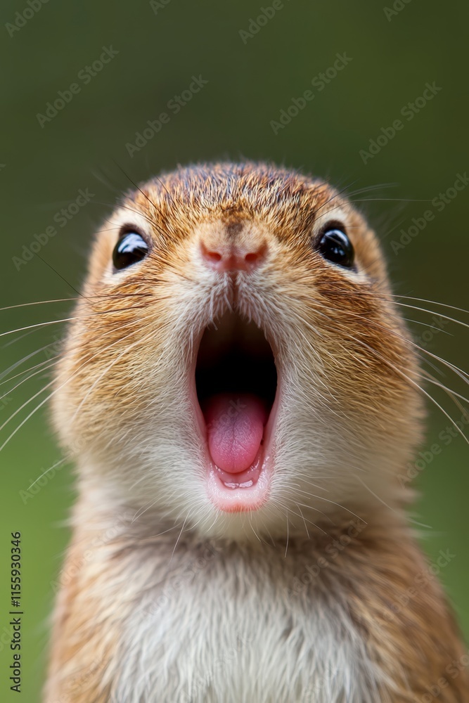 A close up of a rodent with its mouth open A close up of a rodent with its mouth open