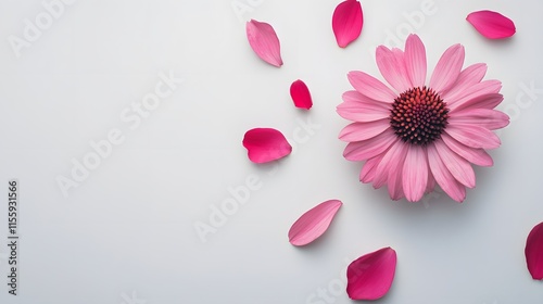 Pink Flower Blossom with Delicate Petals Scattered