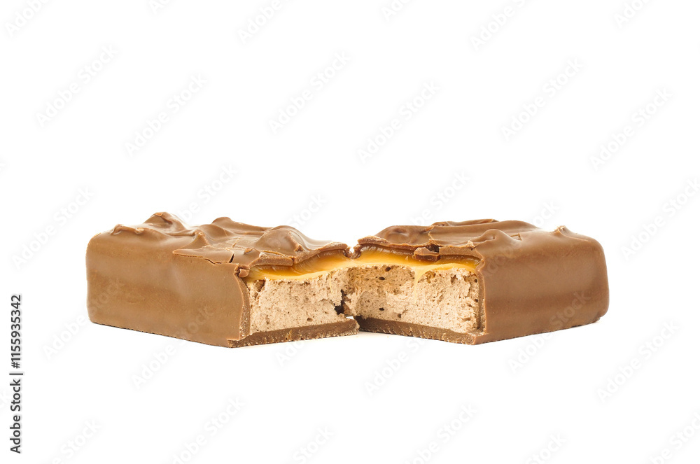 Closeup of chocolate bar isolated on white Closeup of chocolate bar isolated on white