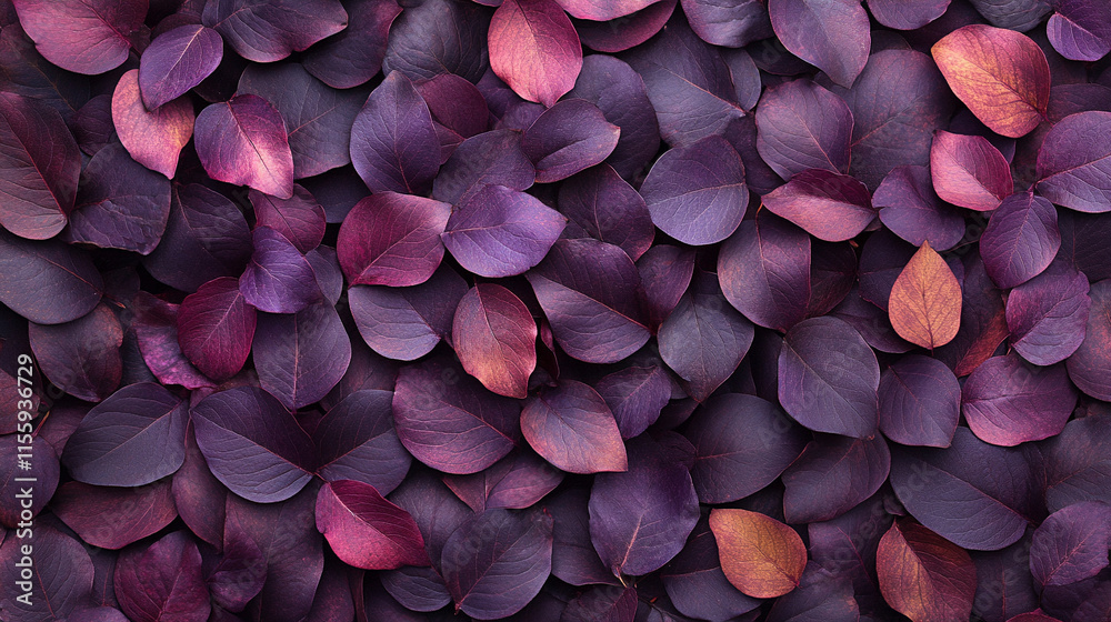 Fototapeta premium stunning background of beautiful purple tropical leaves, exuding elegance and mystery. The intricate patterns symbolize transformation, creativity, and balance amidst the chaos of nature