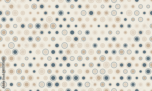 Seamless spotted pattern with abstract circles, perfect for textile prints, wallpaper, or creative geometric posters. Trendy polka dot design for modern backgrounds.