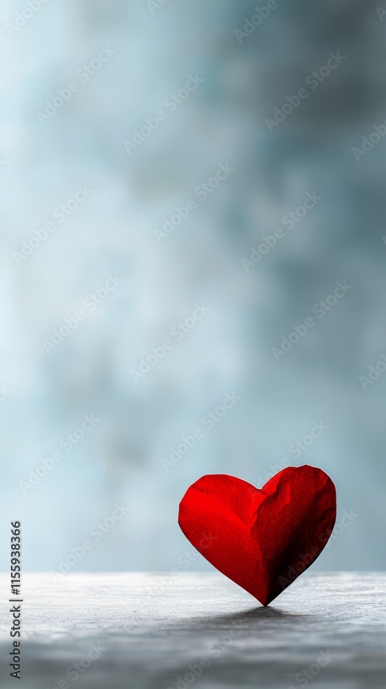 A red heart sitting on top of a wooden table A red heart sitting on top of a wooden table
