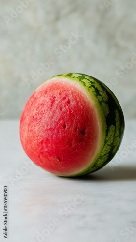 Freshly harvested watermelon on a bright surface with natural light from the ...