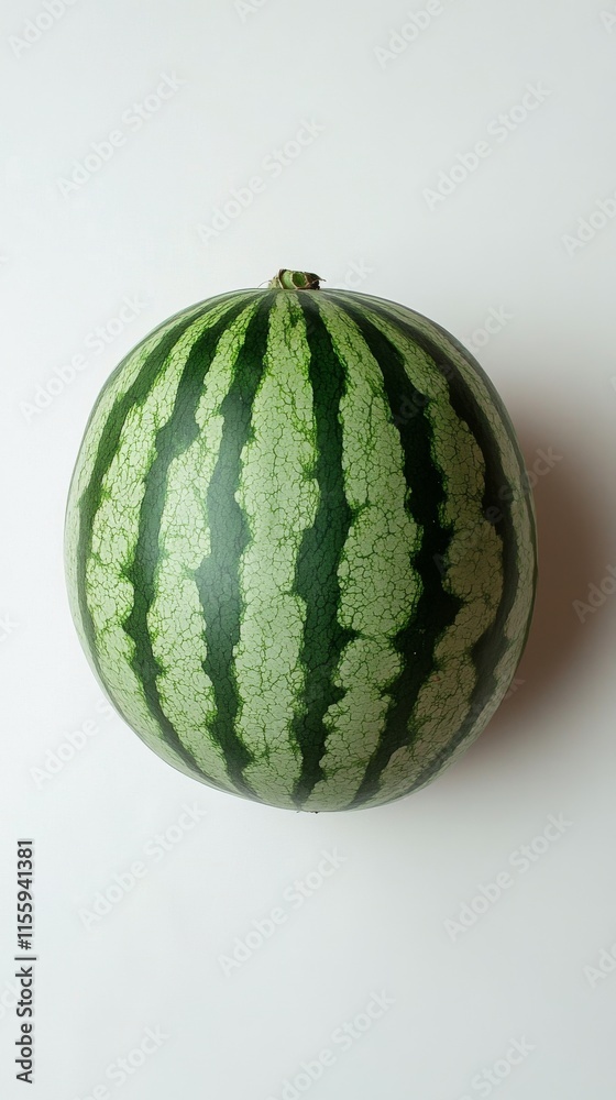 Freshly harvested watermelon on a bright surface with natural light from the side