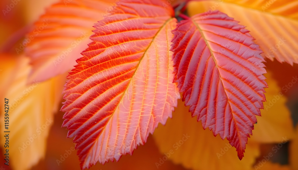 Close-up of Vibrant Red and Orange Autumn Leaves, Detailed Texture, Fall Foliage Photography Close-up of Vibrant Red and Orange Autumn Leaves, Detailed Texture, Fall Foliage Photography