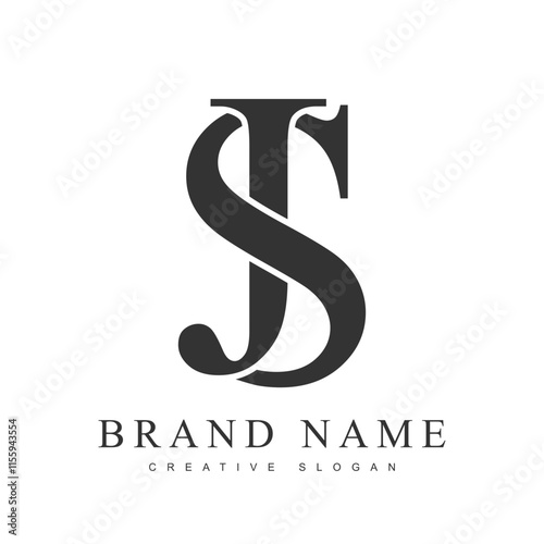 JS trendy logotype template. Initial letter j and s classic font style. Creative logo for company name or identity.