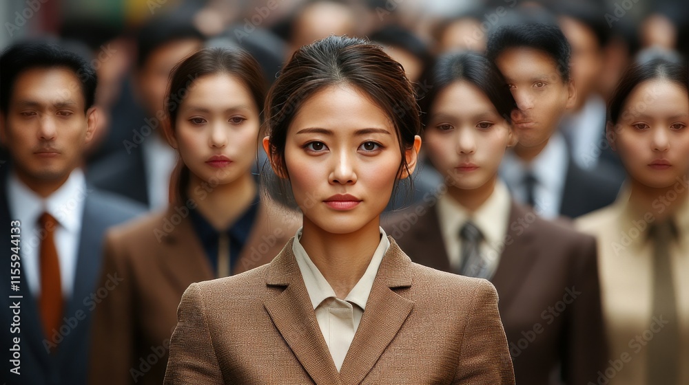 A diverse group of business professionals in suits and blazers walk confidently together in an urban environment. They display a strong sense of unity and purpose A diverse group of business professionals in suits and blazers walk confidently together in an urban environment. They display a strong sense of unity and purpose
