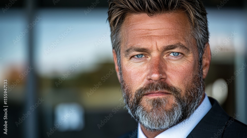A man with a beard wearing a suit and tie A man with a beard wearing a suit and tie