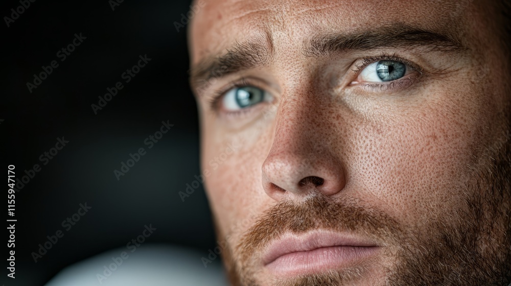Fototapeta premium A close up of a man's face with blue eyes