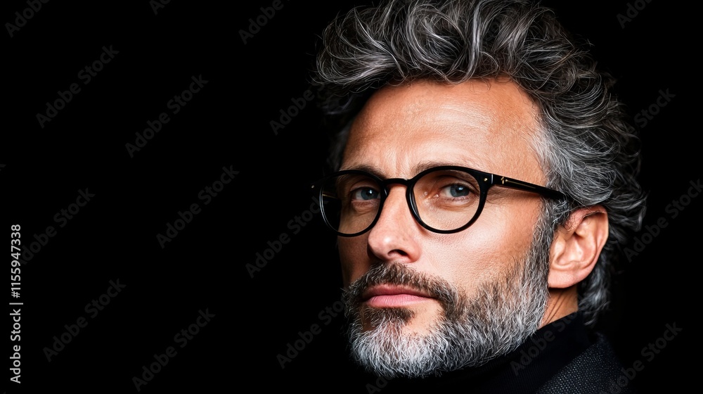 A man with grey hair and glasses looking at the camera A man with grey hair and glasses looking at the camera