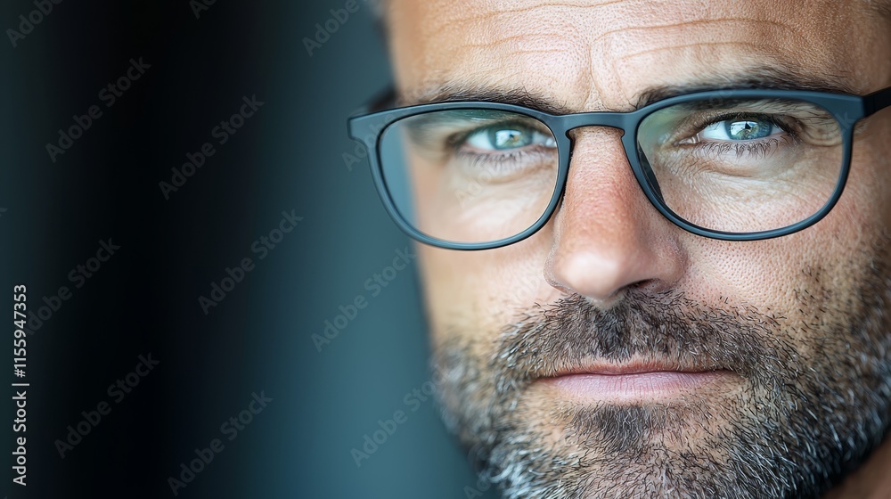 A close up of a man with glasses looking at the camera A close up of a man with glasses looking at the camera