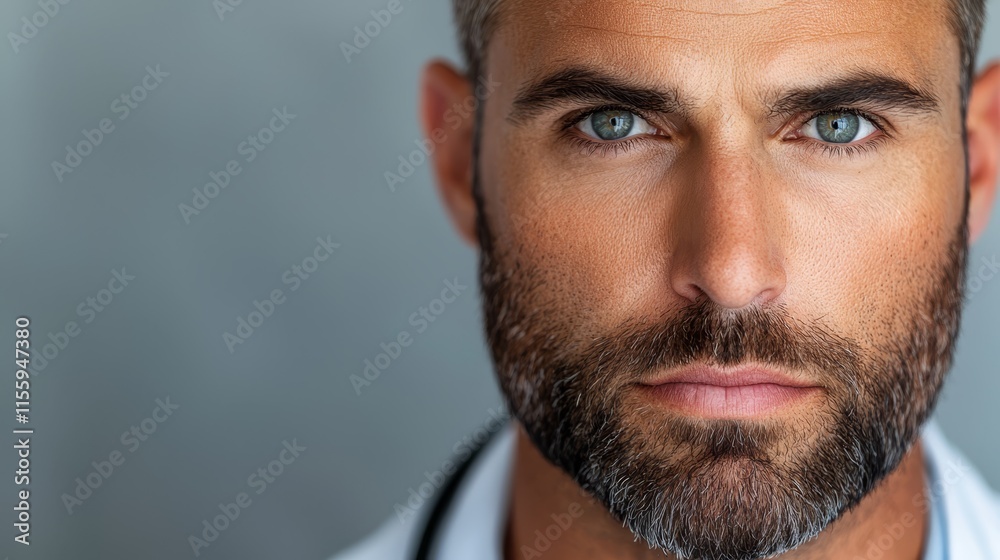 Obraz premium A close up of a man with a stethoscope on his neck