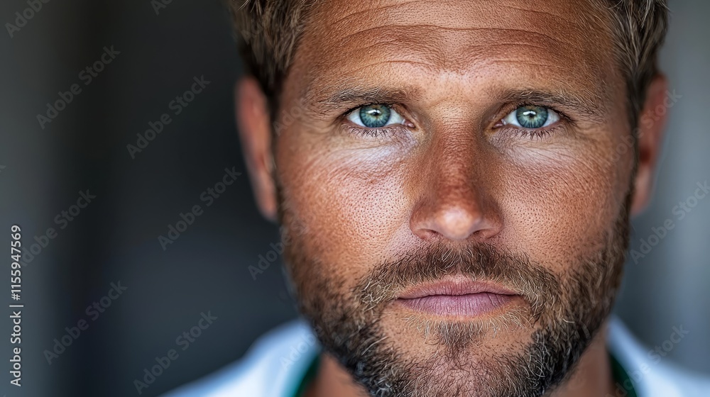 Obraz premium A close up of a man with blue eyes and a beard