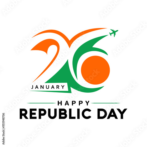 Indian republic day concept with text 26 january vector illustration.