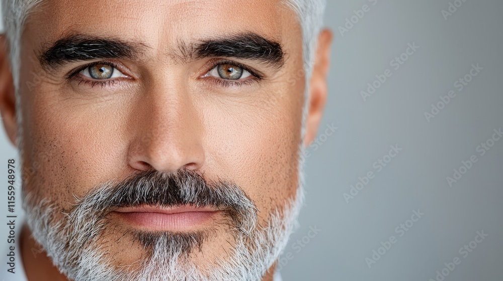 Obraz premium A close up of a man with a white beard and mustache