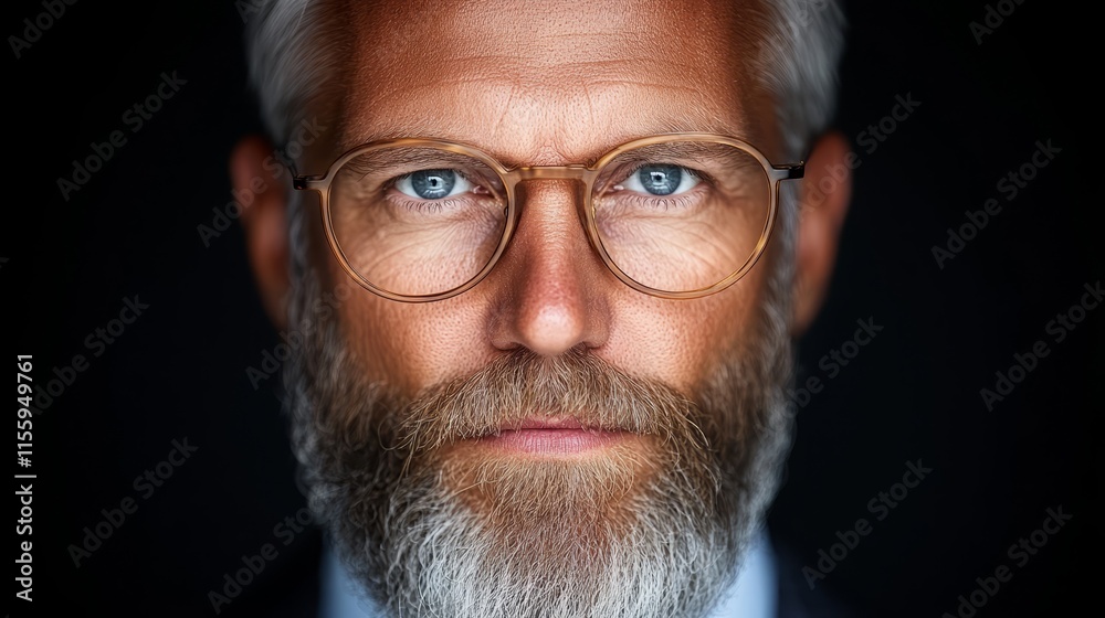 A man with a white beard and glasses looking at the camera A man with a white beard and glasses looking at the camera