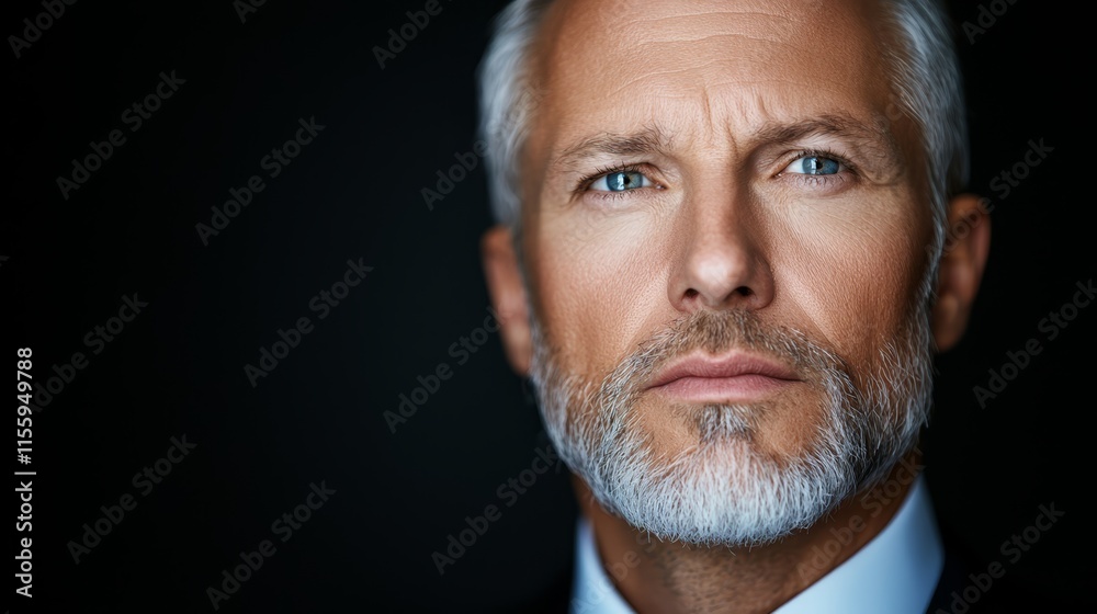 A close up of a man with a white beard and blue eyes A close up of a man with a white beard and blue eyes