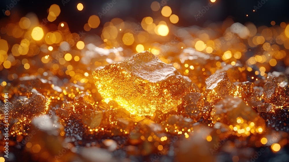 Glowing gold nuggets and sparkling dust. Glowing gold nuggets and sparkling dust.
