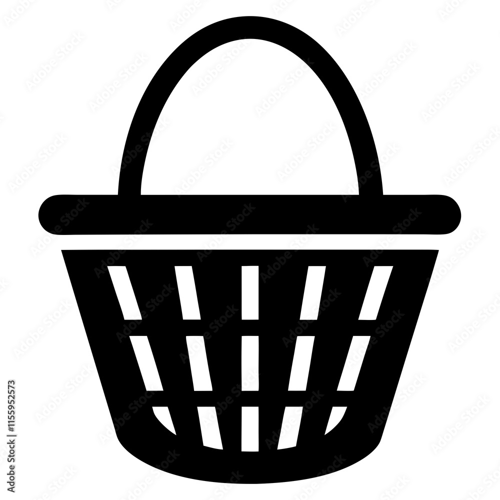 Simple Black and White Shopping Basket Icon Simple Black and White Shopping Basket Icon