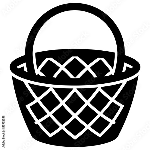 Simple Black and White Shopping Basket Icon