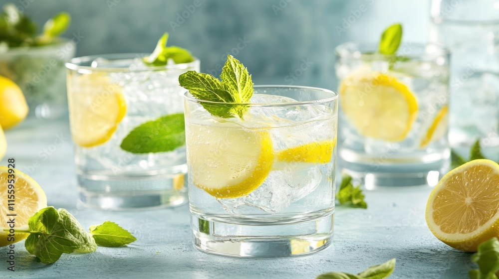 Refreshing Lemon Mint Iced Water: A Summer Drink Refreshing Lemon Mint Iced Water: A Summer Drink