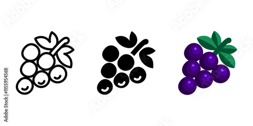 Grape color icon. Ripe blue berry symbol. Grapevine illustration. Fresh fruit sign. Wine pictogram.