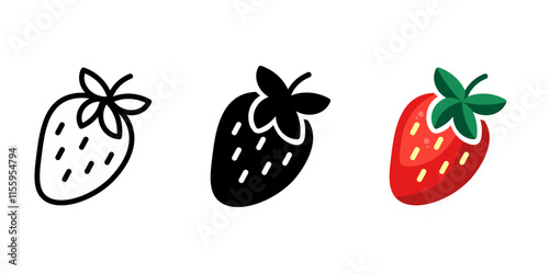Ripe Strawberry color icon. Red berry symbol. Fresh fruit sign. Summer pictogram.